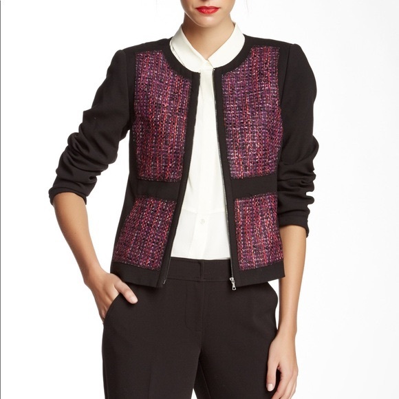 Trina Turk Bevy Jacket Blazer Purple Tweed Black - Picture 2 of 2